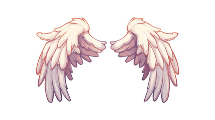 A delicate illustration of a pair of angel wings is depicted against a white background. The wings are soft and feathered with subtle shading in pastel tones, creating a gentle and ethereal appearance
