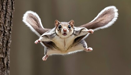 Naklejka premium A Flying Squirrel With Its Wings Spread Wide Catc Upscaled 7