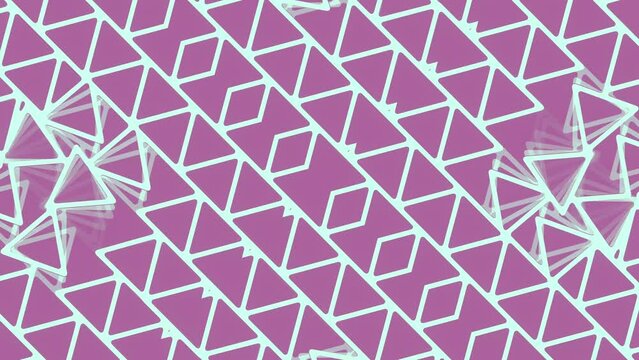Composition of transformation of triangles. 3d rendering loop animation 4K