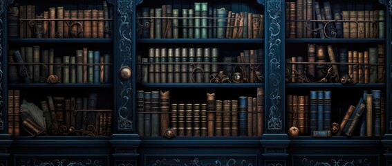 Vintage charm emanates from the bookshelf filled with an array of antique books.