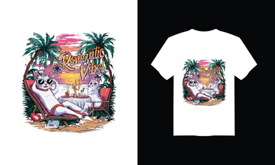 New, summer t shirt design vector illustration "Romantic Vibes", generated ai