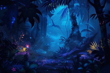 Glowing Jungle Nightscape background