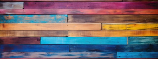 Vibrant Multicolored Wooden Planks Background.