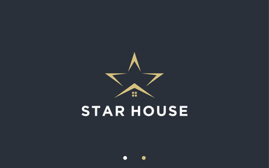 house with stars logo design vector silhouette illustration