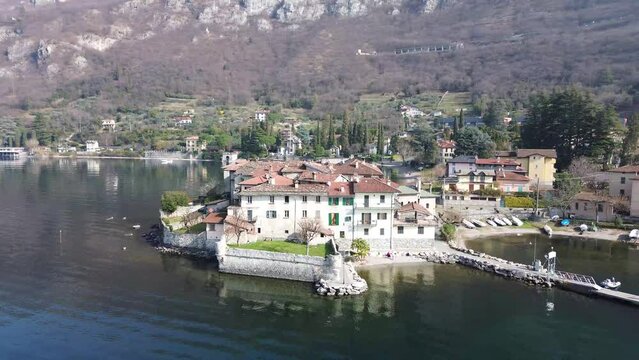 aerial view of a village on como lake