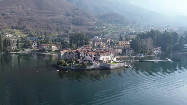 aerial view of a village on como lake