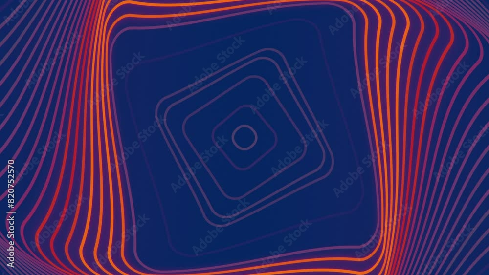Aufkleber Running red stripes of a rotating rectangular figure. 3d render loop animation