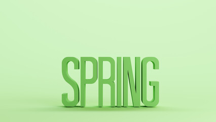 Green spring season text sign soft tones mint background 3d illustration render digital rendering