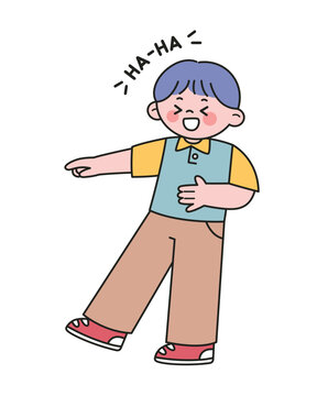 recommend clip art: Boy laughing, joking and teasing playful kid. Flat cartoon style vector illustration isolated on white background