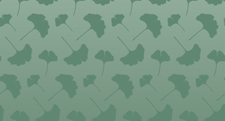 Green botanical vector seamless pattern with ginkgo biloba leaves.
