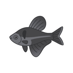Black phantom tetra fish illustration
