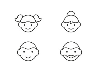 Father, mother, son, daughter icon set in vector format.