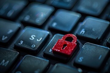 a red padlock sitting on top of a computer keyboard