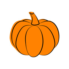 Pumpkin line icon. Pumpkin for Halloween or Thanksgiving. Flat vector orange icon for apps and websites
