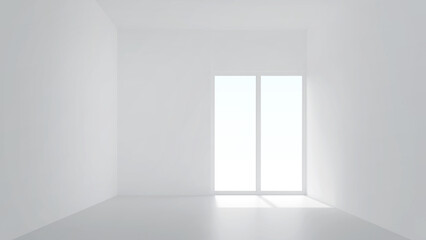 3D room space background with soft shadow. Empty white room space for interior design and decoration. 3D render.