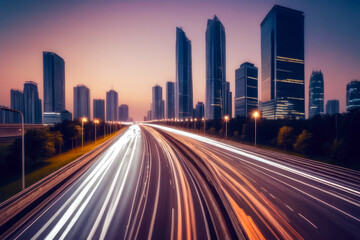 Fototapeta premium traffic at night, motion shoot long exposure