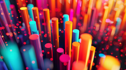 Colorful Abstract 3D Bar Chart Representing Data Visualization and Analytics