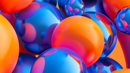 Vibrant Abstract 3D Spheres in Bright Orange and Blue Colors for Creative Design