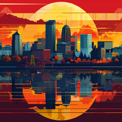 Portland city skyline vector illustration
