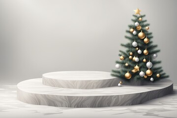 A card with many gift boxes and a wreath with the words Christmas on it.