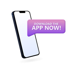 Download the app now banner icon. iPhone mockup. Flat style. Vector icon