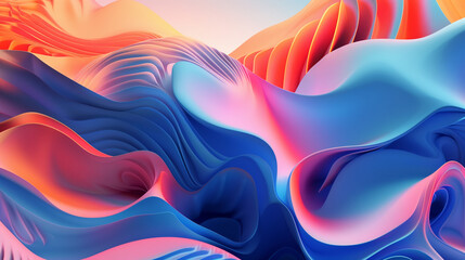 Colorful Abstract Background with Flowing Waves in Blue and Orange Shades