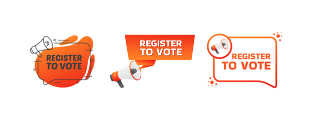Register to vote banner icons set. Flat style. Vector icons