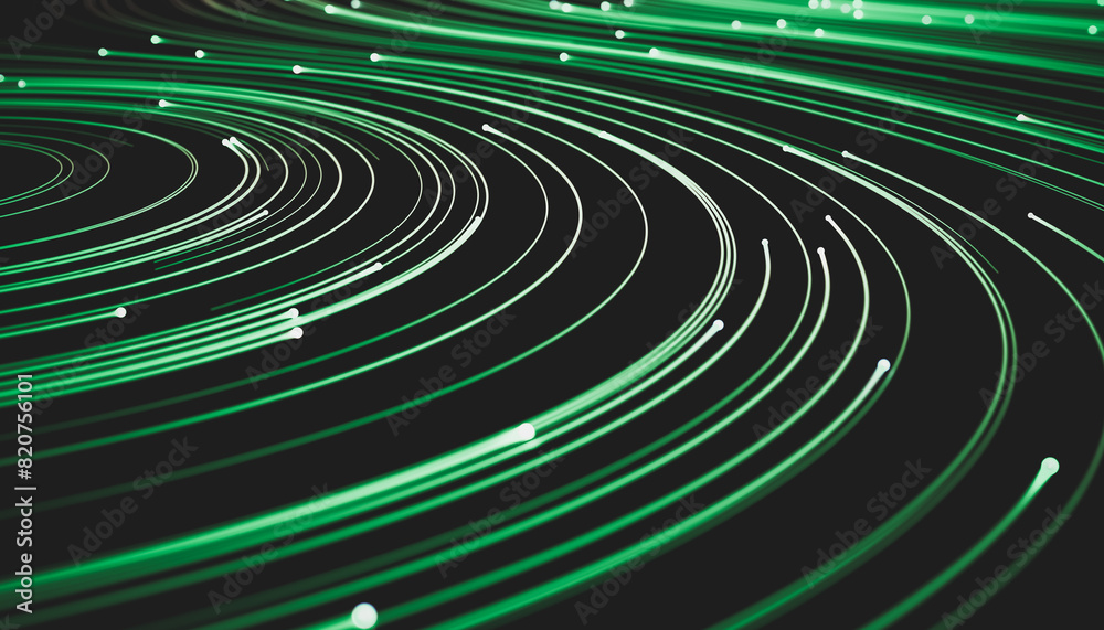 Leinwandbilder Abstract green digital technology background. Big data visualization. High speed Network connection structure. 3d render.