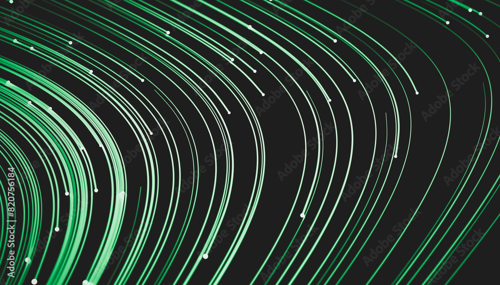 Poster Abstract green digital technology background. Big data visualization. High speed Network connection structure. 3d render.