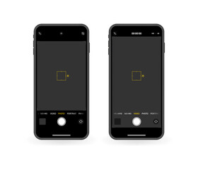Camera interface on iPhone icons. Photo and Video button. Editorial iPhone screen interface. Flat style. Vector icons