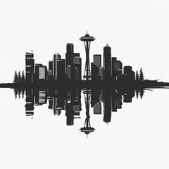Seattle city skyline vector illustration silhouette