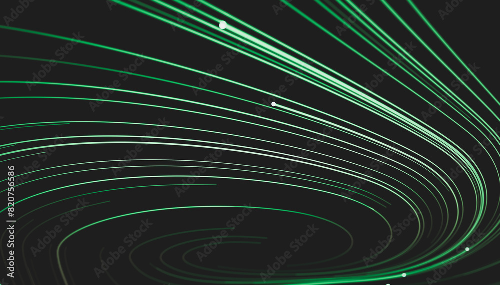 Poster Abstract green digital technology background. Big data visualization. High speed Network connection structure. 3d render.