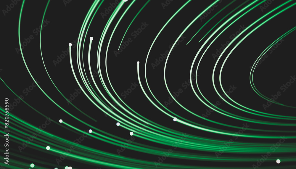Poster Abstract green digital technology background. Big data visualization. High speed Network connection structure. 3d render.