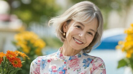 夏のシニア女性/Senior women in summer