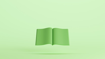 Green magazine print marketing education open book report mint background 3d illustration render digital rendering