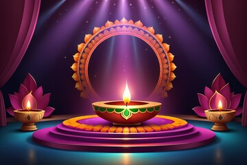 Diwali diya decorative background, Indian festival, Hindu culture