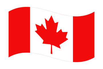 Wavy flag of Canada, isolated on transparent background. Vector illustration