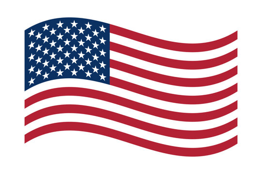Wavy flag of the USA, isolated on transparent background. Vector illustration