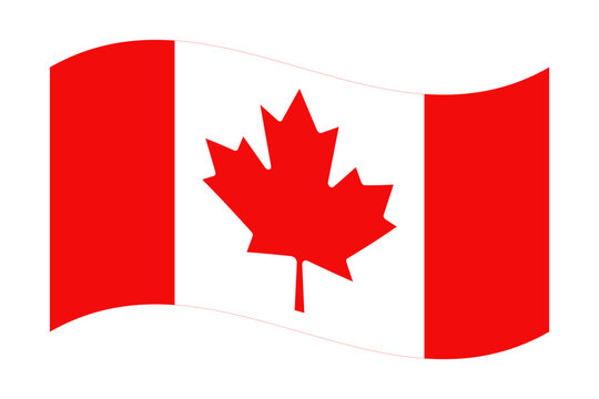 Wavy flag of Canada, isolated on transparent background. Vector illustration