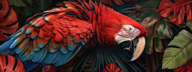 close-up parrot nature. Selective focus