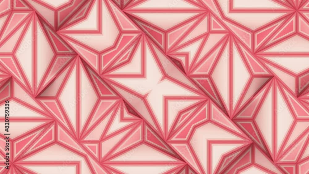 Poster Geometric shapes in coral hues. 3d rendering loop animation 4K