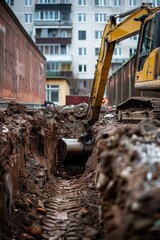 Fototapeta premium A bulldozer in action, suitable for construction projects