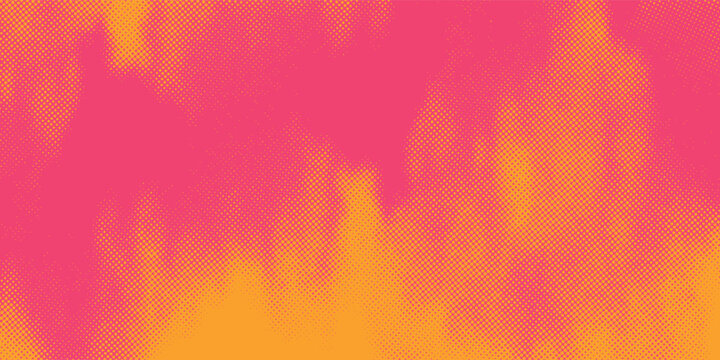 Orange and magenta retro comic pop art background with dots, halftone background vector illustration