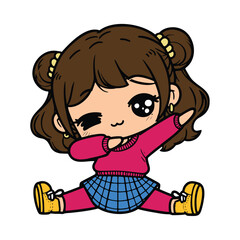 cute cool girl Dabbing Pose Cartoon vector illustration isolated white background