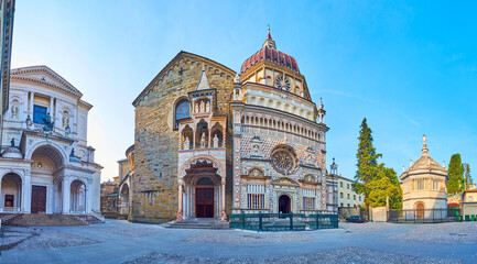 The stunning medieval landmarks of Piazza Duomo, Bergamo Alta, Italy
