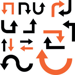 Vector illustration of a variety of arrows pointing in different directions