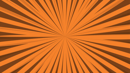 Fototapeta premium Vector illustration of a vibrant orange sunburst or rays of light emanating from a central point