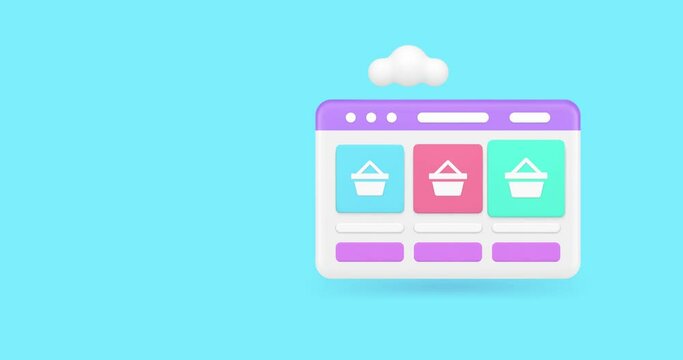 Online shopping marketplace compare service e business internet retail platform 3d icon animation