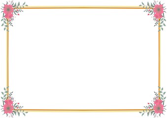 Floral frame border pink minimalist