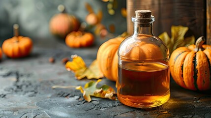 pumpkin essential oil. Selective focus